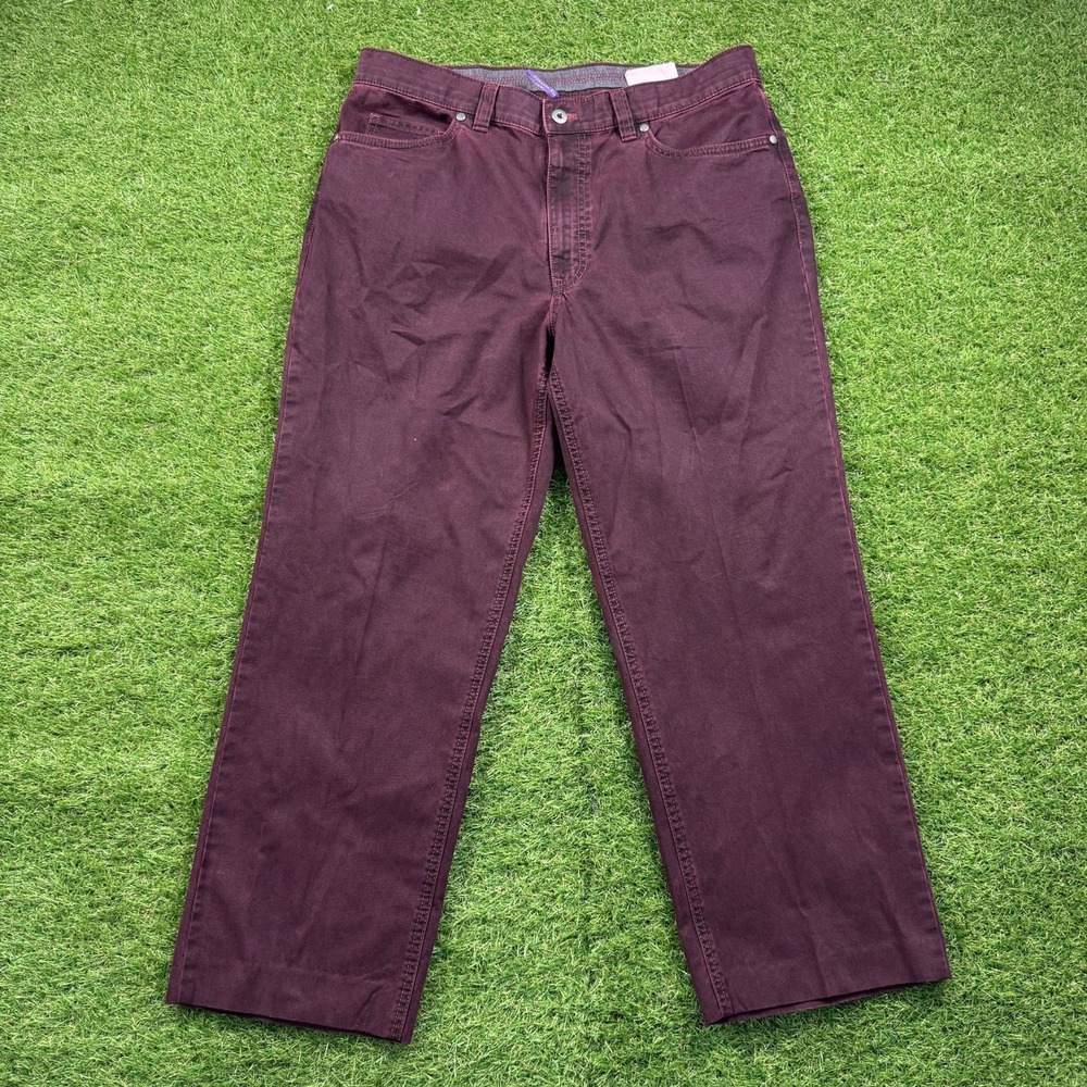 Bullock & Jones Jeans Mens 35x26 Burgundy Stretch Denim Designer Macedonia